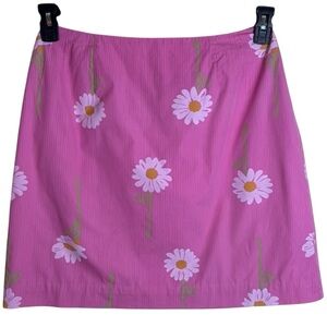 Lilly Pulitzer Skirt Pink Daisy Vintage‎ White Label Mini in Size 14  EUC